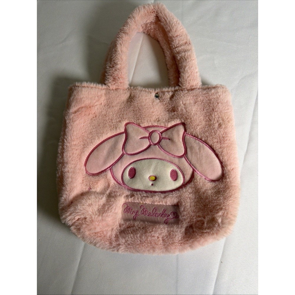 Adorable Sanrio My Melody Faux Fur Pink Plush Hand Bag Purse Tote